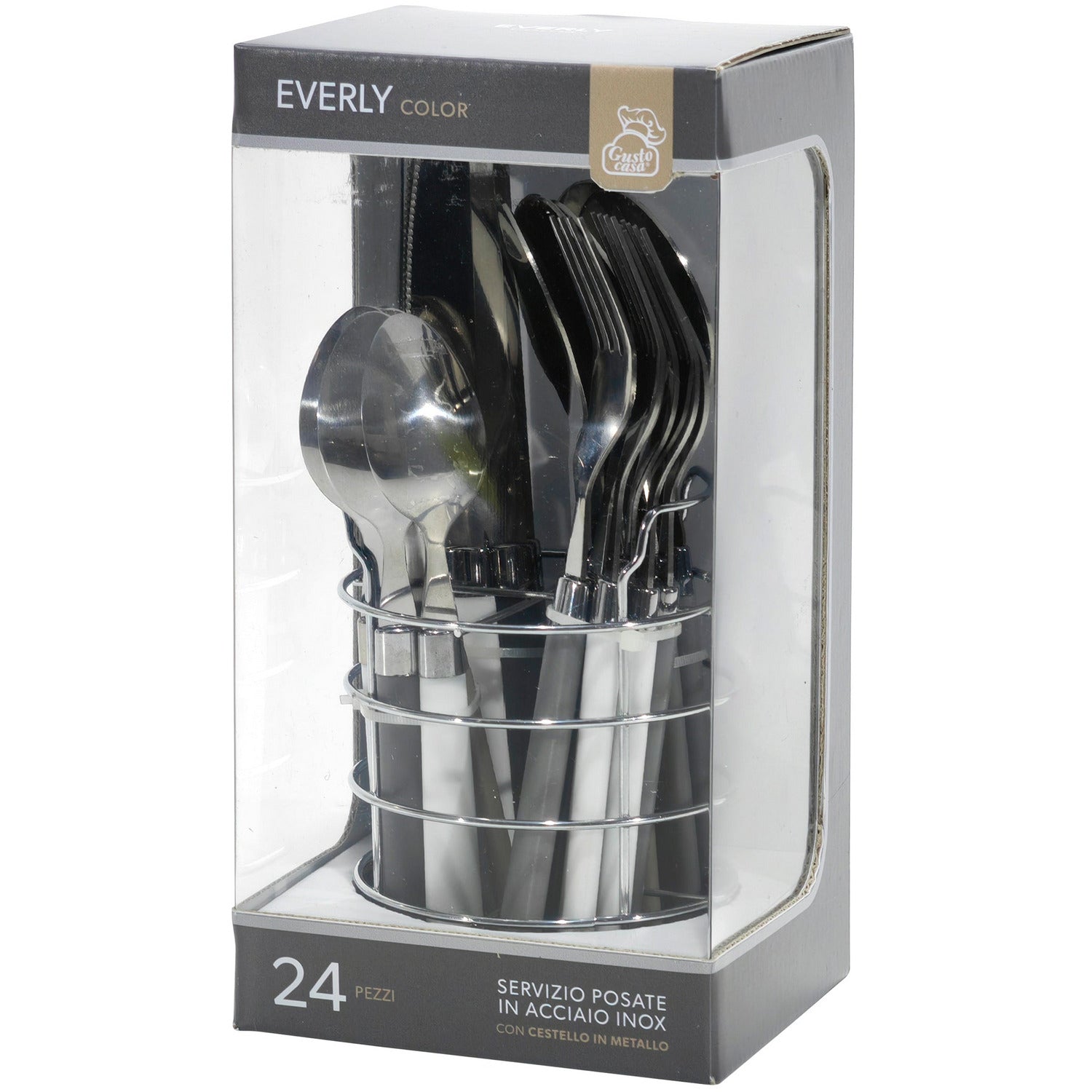 GUSTO CASA - Servizio posate in acciaio inox 24 pezzi Everly Color
